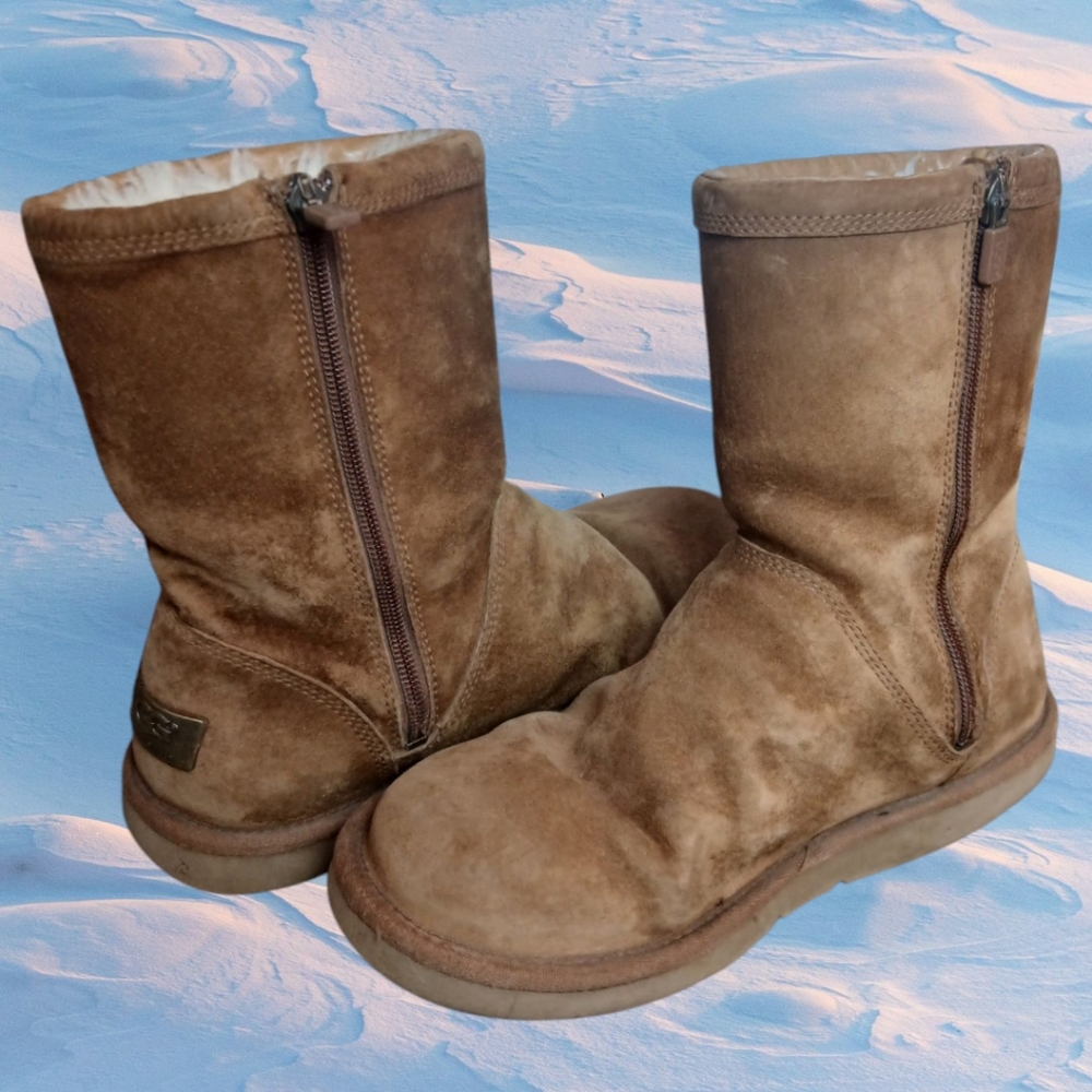 🍂UGG Roslynn Brown Suede Zip Boots SN1889 Size 8 EU 39 Preloved